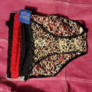 3 Pack Simply Styled Large Lace Bikini Panties Leopard Black Red New